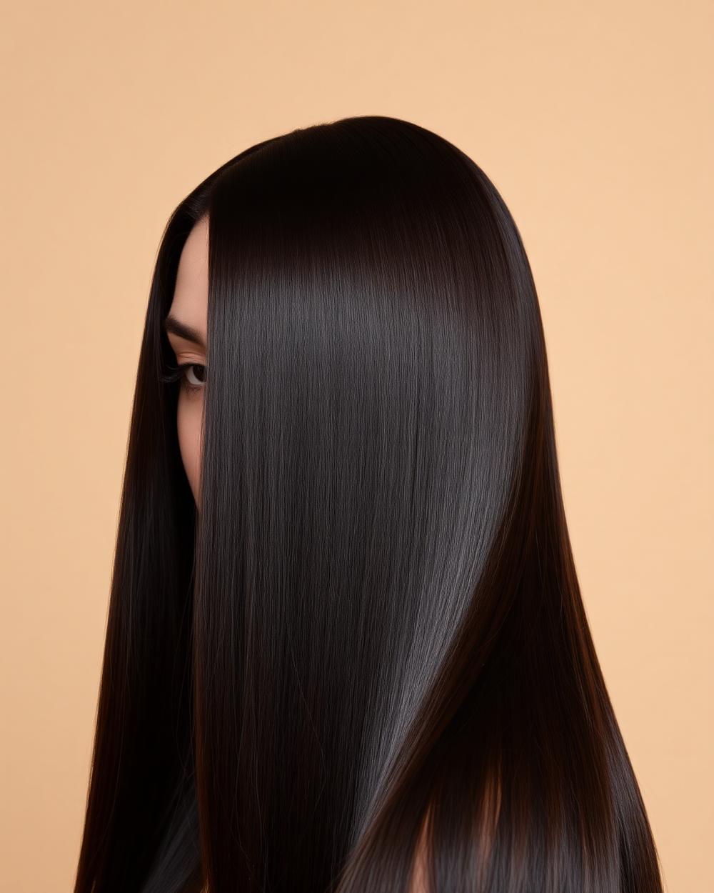 Sleek smooth hair after a keratin treatment